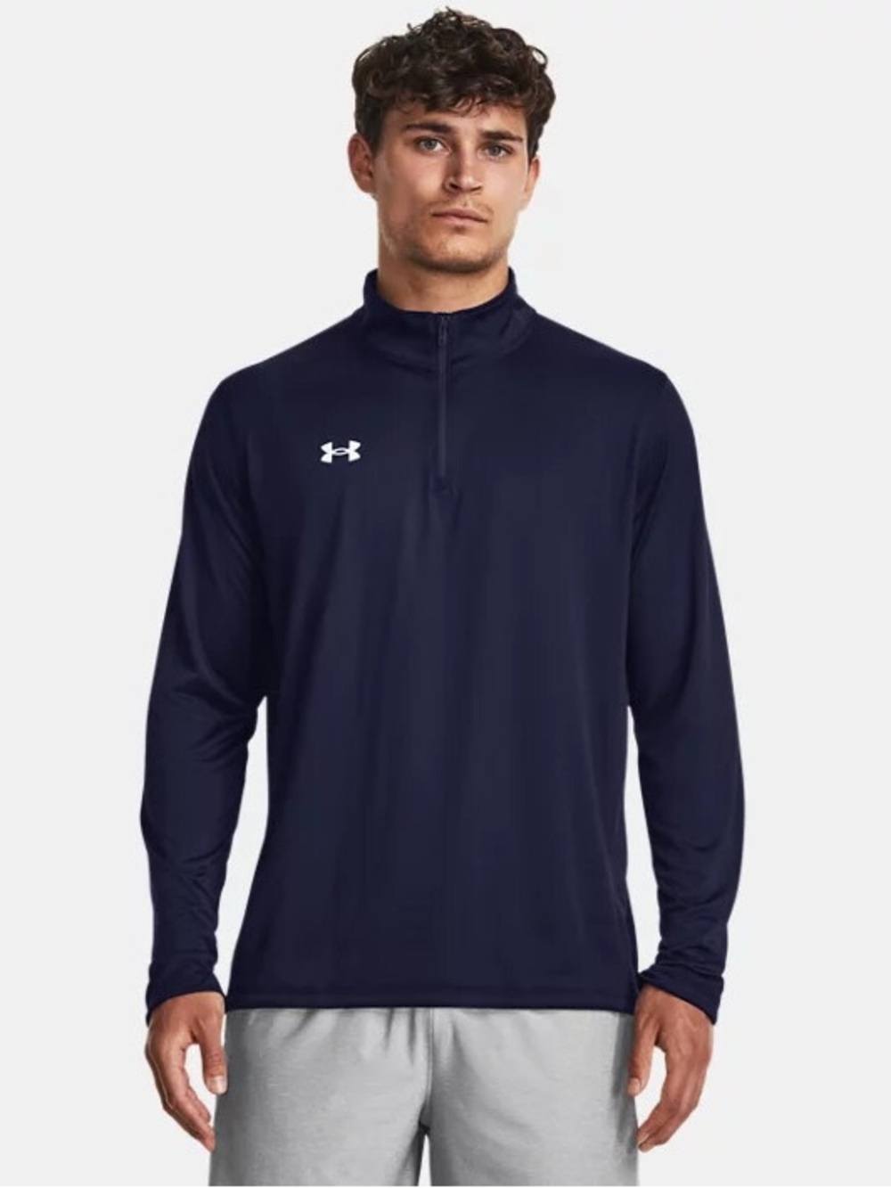 Under Armour Men's Team Tech Quarter-Zip pullover in midnight navy